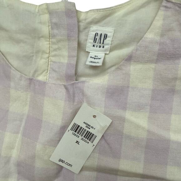 GAP Kids Pastel Gingham Sleeveless Linen Blend Summer Cottagecore Dress XL - Picture 4 of 6